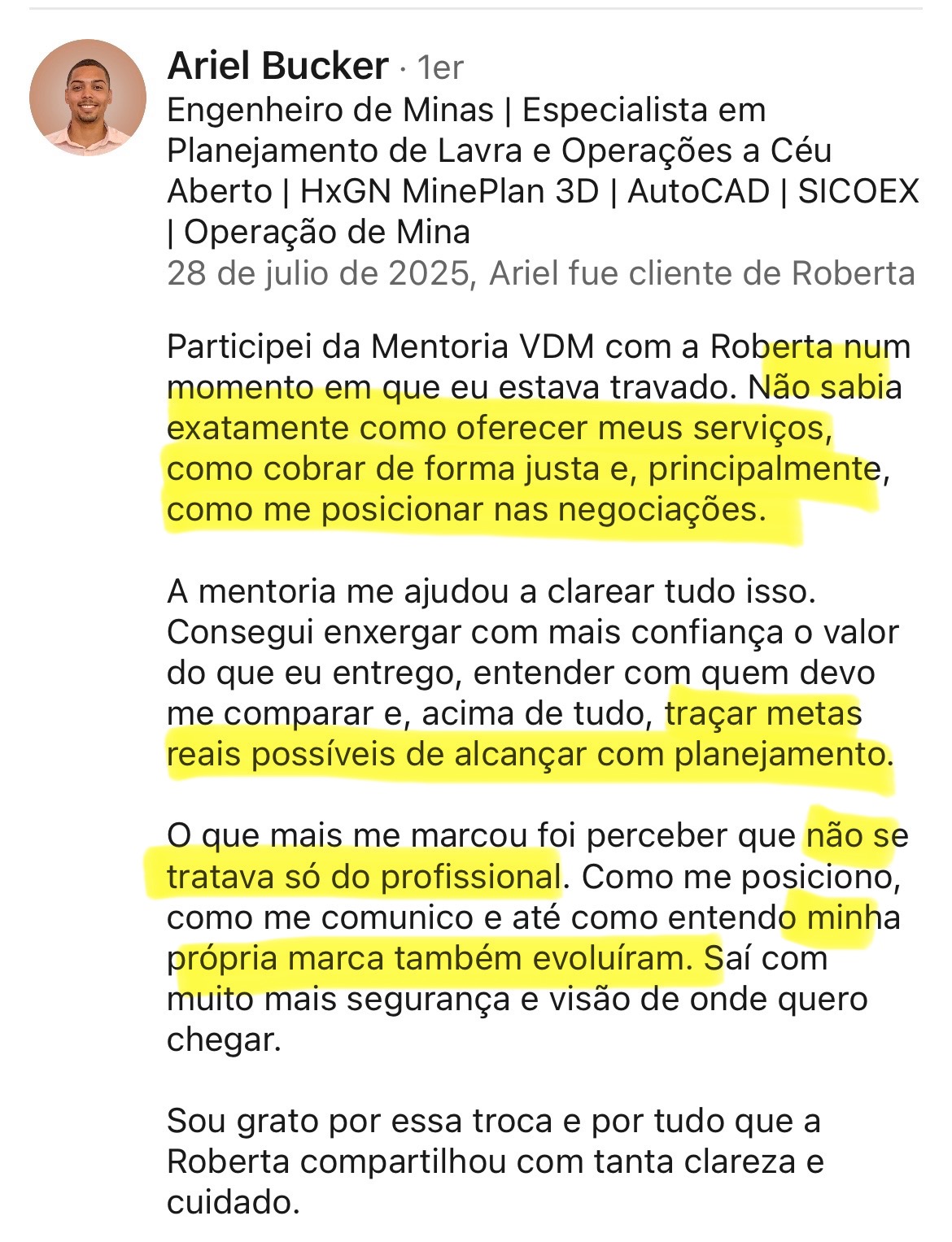 Depoimento Mentoria VDM 1